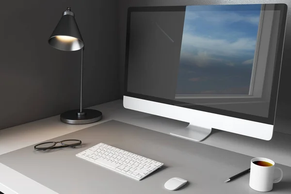 Grey designer desktop — Stock Photo, Image