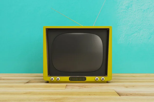 Old TV on blue background