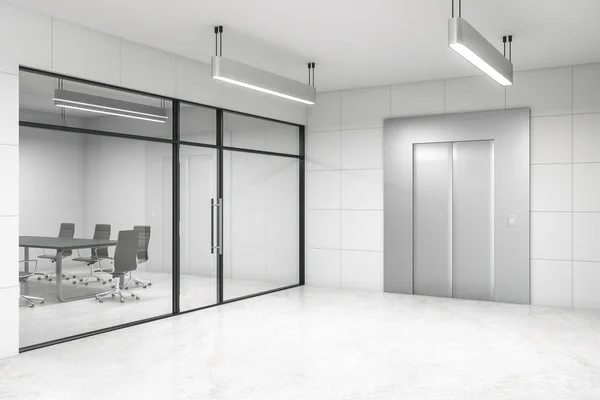 Escritório branco contemporâneo com elevador — Fotografia de Stock