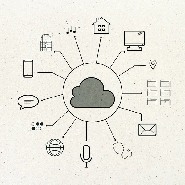 Cloud computing e concetto di rete — Foto Stock
