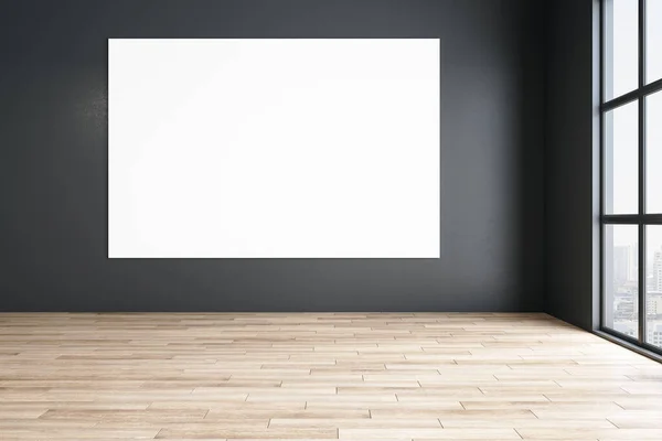 Interno Pulito Con Poster Bianco Muro Cemento Grigio Concetto Performance — Foto Stock