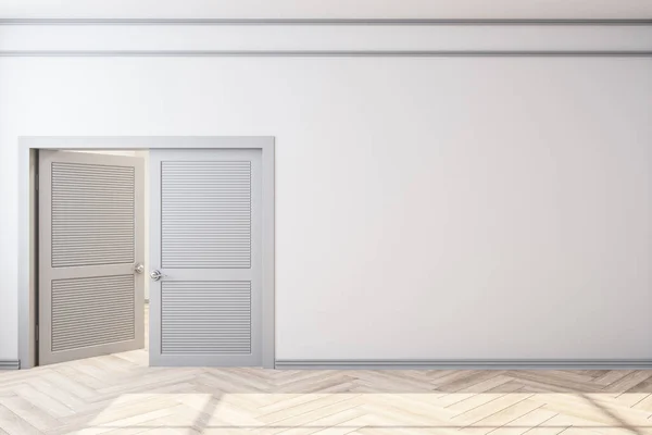 ドアと空の白い壁とモダンな家庭のインテリア アートとデザインのコンセプト モックアップ 3Dレンダリング — ストック写真