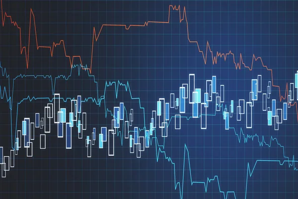 インデックス付き画面インターフェイス上のストックチャート 貿易と金融の概念 3Dレンダリング — ストック写真
