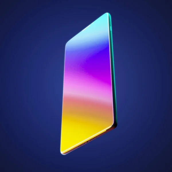 Teléfono Con Pantalla Arco Iris Concepto Tecnología Comunicación Prepárate Renderizado — Foto de Stock