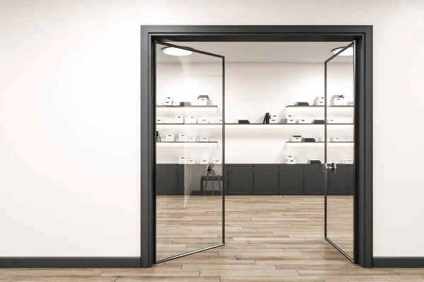 Modern Document Storage Room Glasses Door Workplace Corporate Concept Rendering — Stock Photo, Image