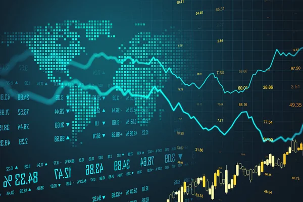 Grafici Azionari Con Interfaccia Aziendale Digitale Sullo Schermo Virtuale Concetto — Foto Stock