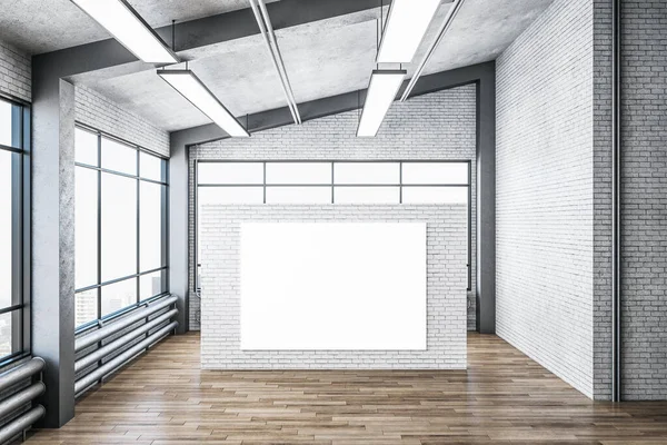 Interior Minimalista Exposición Ladrillo Con Cartelera Blanco Pared Concepto Diseño —  Fotos de Stock