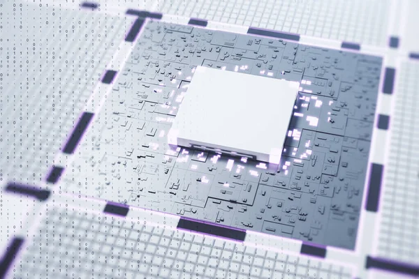 デジタル回路基板とホワイトマイクロチップを搭載したAiコンセプト 3Dレンダリング — ストック写真