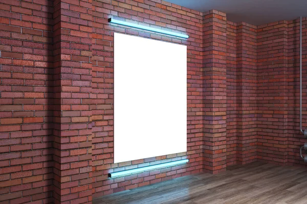 Minimalistic Brick Interior Lamps Billboard Wall Design Style Concept Mock — Stock Photo, Image