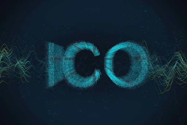 Creative Glowing Ico Wallpaper Initial Coin Offering Concept Rendering — Stock Photo, Image