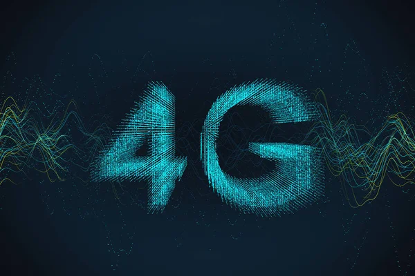 Creative glowing 5G internet background. Mobile speed concept. 3D Rendering