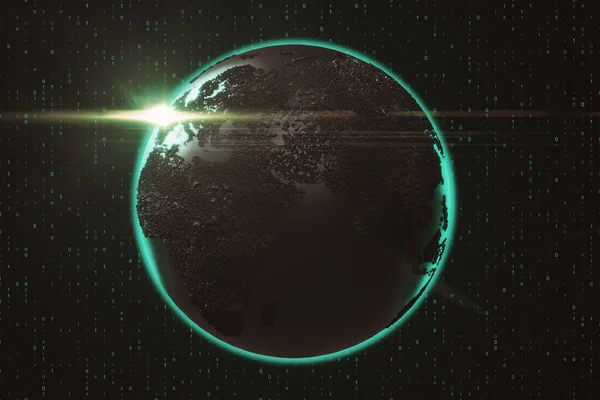 Globe with green halo. Coronavirus 2019-ncov flu infection. Coronavirus helath crisis concept. 3D Rendering
