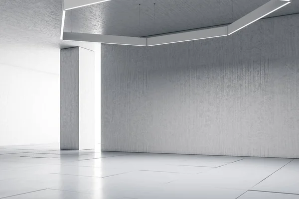 Gris Moderno Interior Galería Con Espacio Copia Pared Iluminación Techo — Foto de Stock