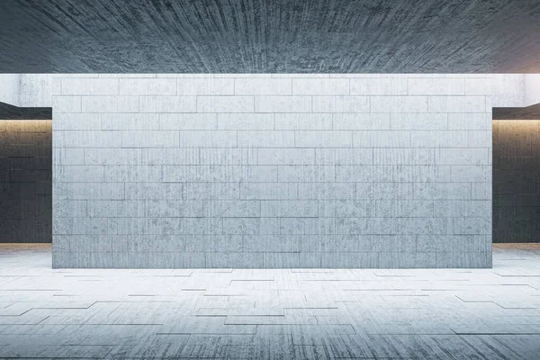 Minimalistic Brick Gallery Interior Empty Gray Wall Museum Exhibition Concept — Stock Photo, Image
