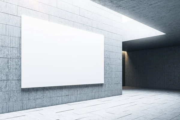 Minimalistisch Galerie Interieur Met Leeg Billboard Aan Muur Museum Tentoonstellingsconcept — Stockfoto