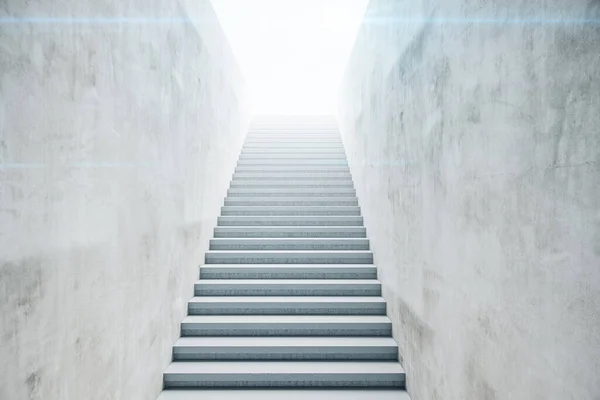 Empty Walls Staircase Concrete Room Sunlight Business Success Concept Rendering — Stock Photo, Image