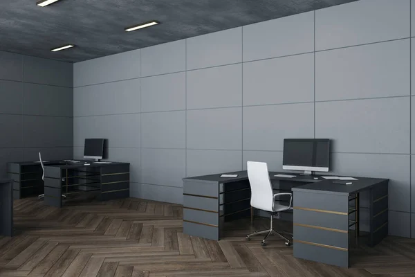 Minimalistic Coworking Office Interior Daylight Workplace Design Concept Rendering — Stock Photo, Image