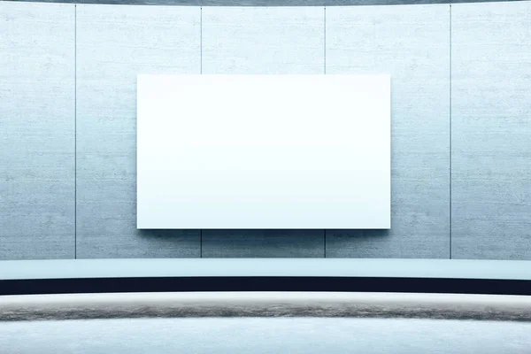 Modern Concrete Interior Blank White Billboard Wall Performance Presentation Concept — Stock Photo, Image