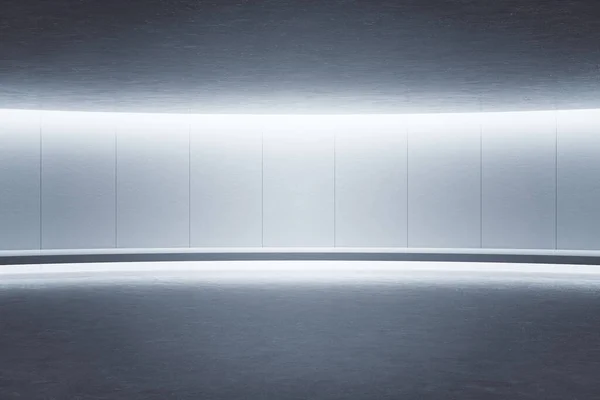 Minimalistic Exhibition Hall Interior Empty Wall Design Style Concept Mock — Stock Photo, Image