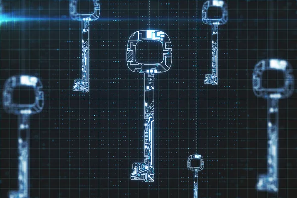 Многие Перламутровые Цифровые Ключи Темном Фоне Концепция Безопасности Рендеринг — стоковое фото