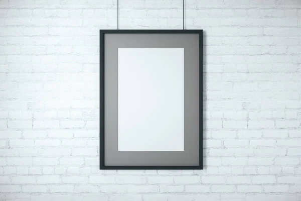 Blank poster on brick wall.  Performance and presentation concept. Mock up, 3D Rendering