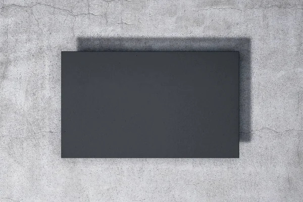 Empty Black Poster Hanging Concrete Wall Presentation Concept Mock Rendering — Stock Photo, Image
