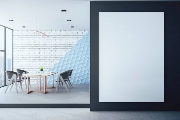 Moderna Sala Riunioni Con Poster Bianco Parete Luogo Lavoro Stile — Foto Stock