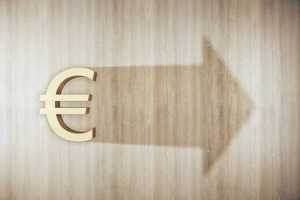 Arany Euro Szimbólum Árnyék Formájában Nyíl Falon Pénzügyi Startup Koncepció — Stock Fotó
