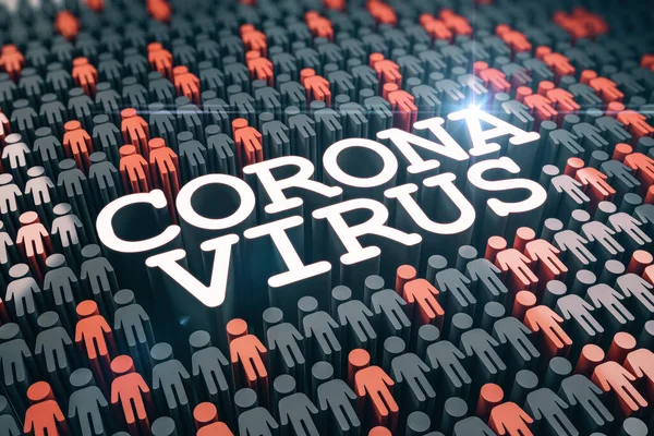 Texto Del Virus Corona Blanca Con Gente Firma Infección Por — Foto de Stock