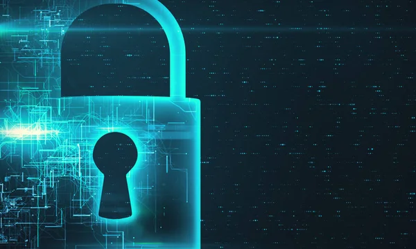 Stängt Lås Ikoner Med Säkerhet Nätverk Gränssnitt Hologram Begreppet Dataskydd — Stockfoto