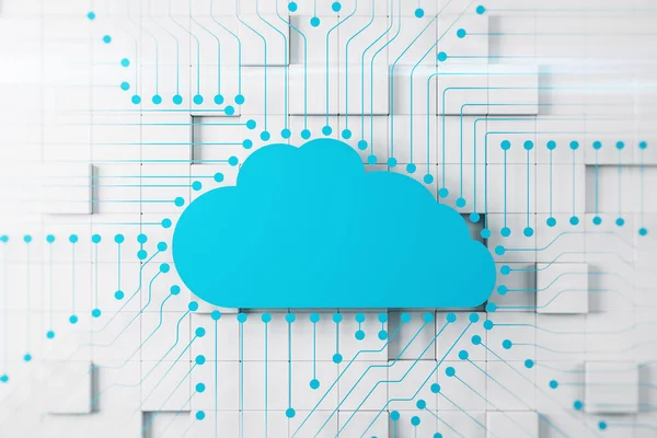 Astratto Blu Nube Circuito Digitale Sfondo Bianco Cloud Computing Concetto — Foto Stock