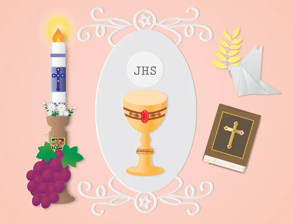 Greeting card with Christian religion sign and symbol.