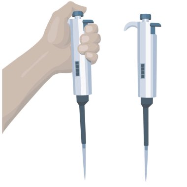 Laboratuvarda çalışmak için bir ucu ile otoklavlanabilir pipet. vektör illüstrasyon