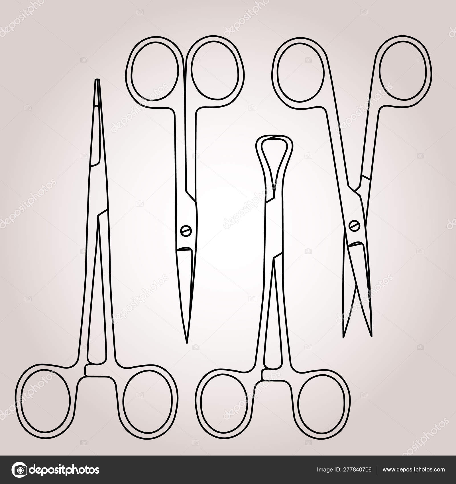 Desenho Contínuo De Uma Linha Das Ferramentas Cirúrgicas Médicas. Tesoura  Cirúrgica Recortada Pelo Bisturi. Prática Profissional Ilustração do Vetor  - Ilustração de doutor, branco: 183308839