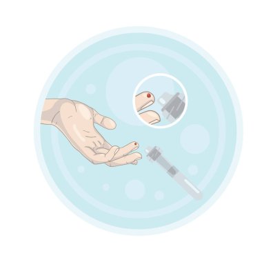 a drop of blood from a finger, collects blood for analysis, blood analysis, analysis of capillary blood, how to use a lancet, collects blood in a test tube, blood test in a test tube clipart