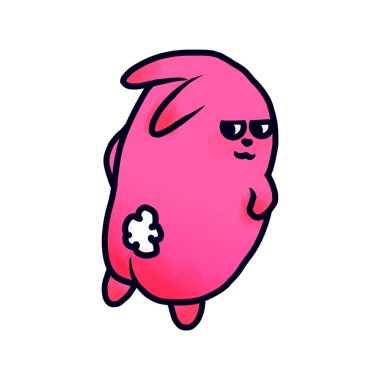 Jöle tavşanı. Kızgın pembe tavşan. Pembe Tavşan Çıkartmaları.