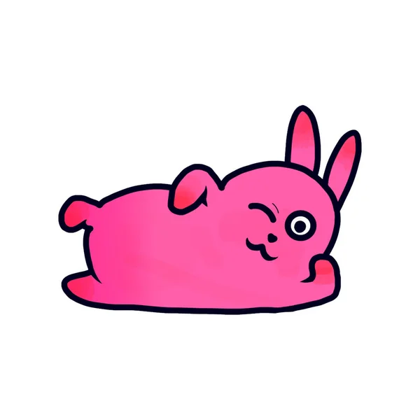 Jelly Bunny Leugens Knikken Roze Bunny Stickers — Stockfoto