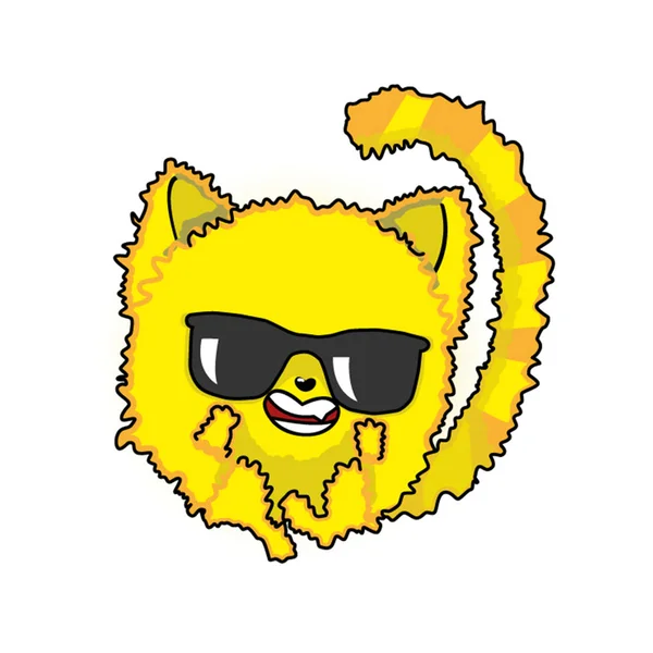 Ηλιόλουστη Κίτρινη Γάτα Γάτα Μαύρα Γυαλιά Γάτα Ήλιος Στρογγυλός Γάτος — Φωτογραφία Αρχείου