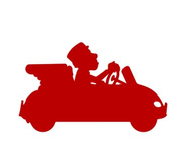 Bir adam bir kırmızı araba. 