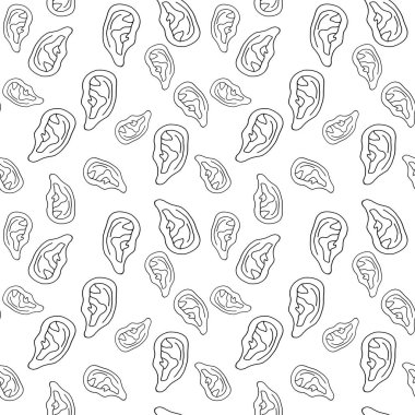 Auricle, kontur çizimi. İnsan kulakları, serin sorunsuz arka plan. Kağıdın tasarımı. Site için duvar kağıdı.