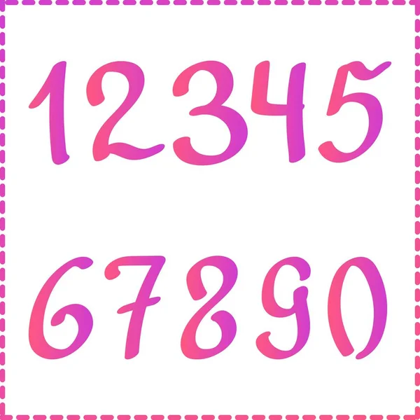 Färgglada övertoningsnummer från 0 till 9. Modern vektor illustration. Platt uppsättning siffror och matematiska tecken. Verklig kreativ konst. En uppsättning siffror för utformningen av häften, broschyrer, böcker, logg — Stock vektor