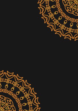 Arap geometrik, çiçek yuvarlak süs, altın çizgiler desen. Mandala. Dekoratif altın desen, oryantal motif. Tasarım öğesi. Etnik oryantal tema. Dekorasyon kartpostallar için süslü çerçeveler seti