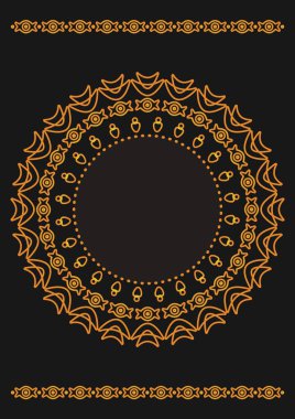 Arap geometrik, çiçek yuvarlak süs, altın çizgiler desen. Mandala. Dekoratif altın desen, oryantal motif. Tasarım öğesi. Etnik oryantal tema. Dekorasyon kartpostallar için süslü çerçeveler seti