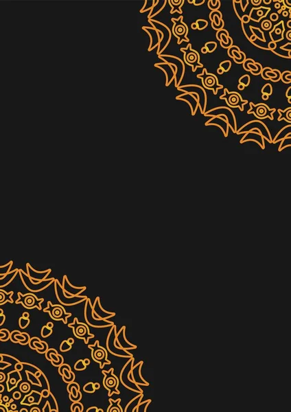 Ornamento arábico geométrico, floral redondo, padrão de linhas douradas. Mandala. Padrão de ouro decorativo, motivo oriental. Elemento de design. Tema oriental étnico. Conjunto de molduras ornamentadas para cartões postais de decoração —  Vetores de Stock