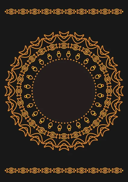 Arap geometrik, çiçek yuvarlak süs, altın çizgiler desen. Mandala. Dekoratif altın desen, oryantal motif. Tasarım öğesi. Etnik oryantal tema. Dekorasyon kartpostallar için süslü çerçeveler seti