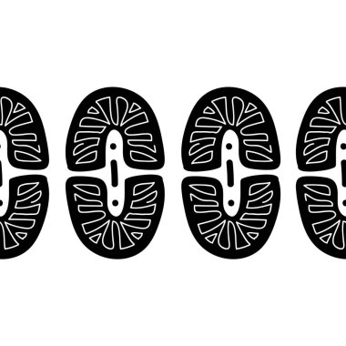 Büyük siyah ve beyaz elementlerin etnik arka planı. Afrika süsü. Büyük siyah beyaz desenli kusursuz desen. Sosyal ağ ya da dergi tasarımı için arka plan olarak kullan