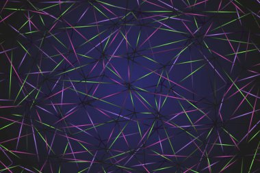 İnce mor ve yeşil çizgilere sahip soyut koyu çokgen arkaplan. Geometrik desenli mavi yatay arkaplan. Sitenin duvar kağıdı, defterlerin, kitapların, derginin kapakları..