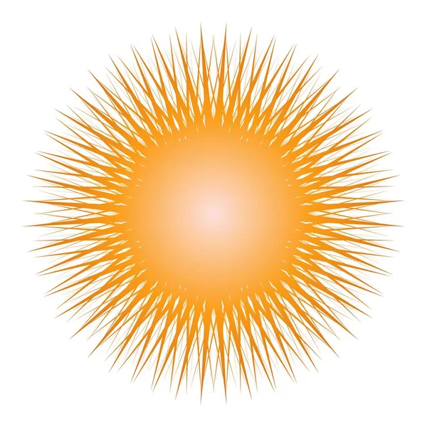 Vektorisolierte Darstellung der Sonne mit einer großen Anzahl dünner orangefarbener Strahlen. Gefälle füllen. Ein isoliertes Objekt. Sonnensymbolvektor isoliert auf weißem Hintergrund. Sonnenschein. Heller Stern. Aktienkunst — Stockvektor