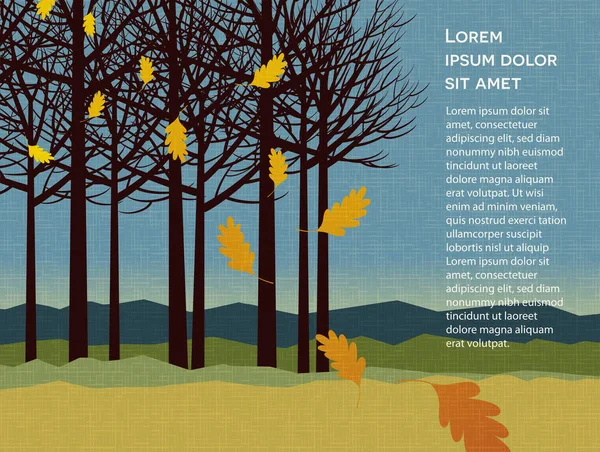 秋季背景树和落叶的背景 网页横幅 打印设计 矢量插图 — 图库矢量图片