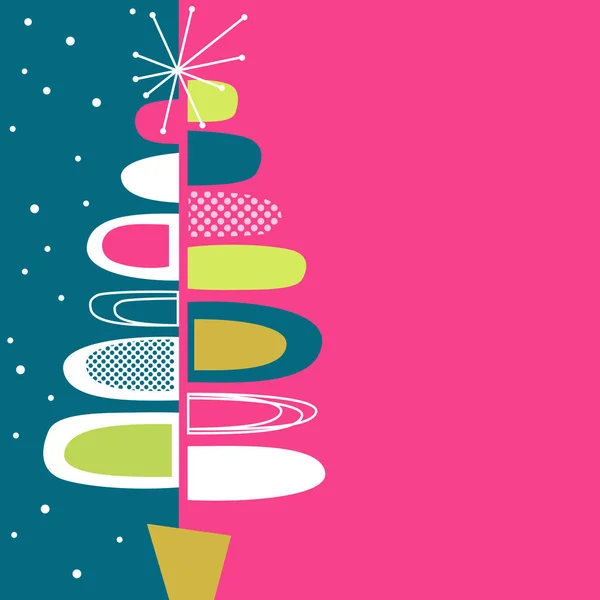Biglietto Auguri Vacanze Invito Con Disegno Astratto Dell Albero Natale — Vettoriale Stock